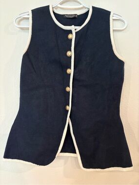 Emerson Lang Navy & Cream Sleeveless Button Vest